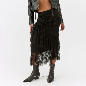 UO tiered lace midi skirt NWT